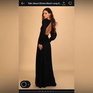 Black Long Sleeve Backless Maxi Dress